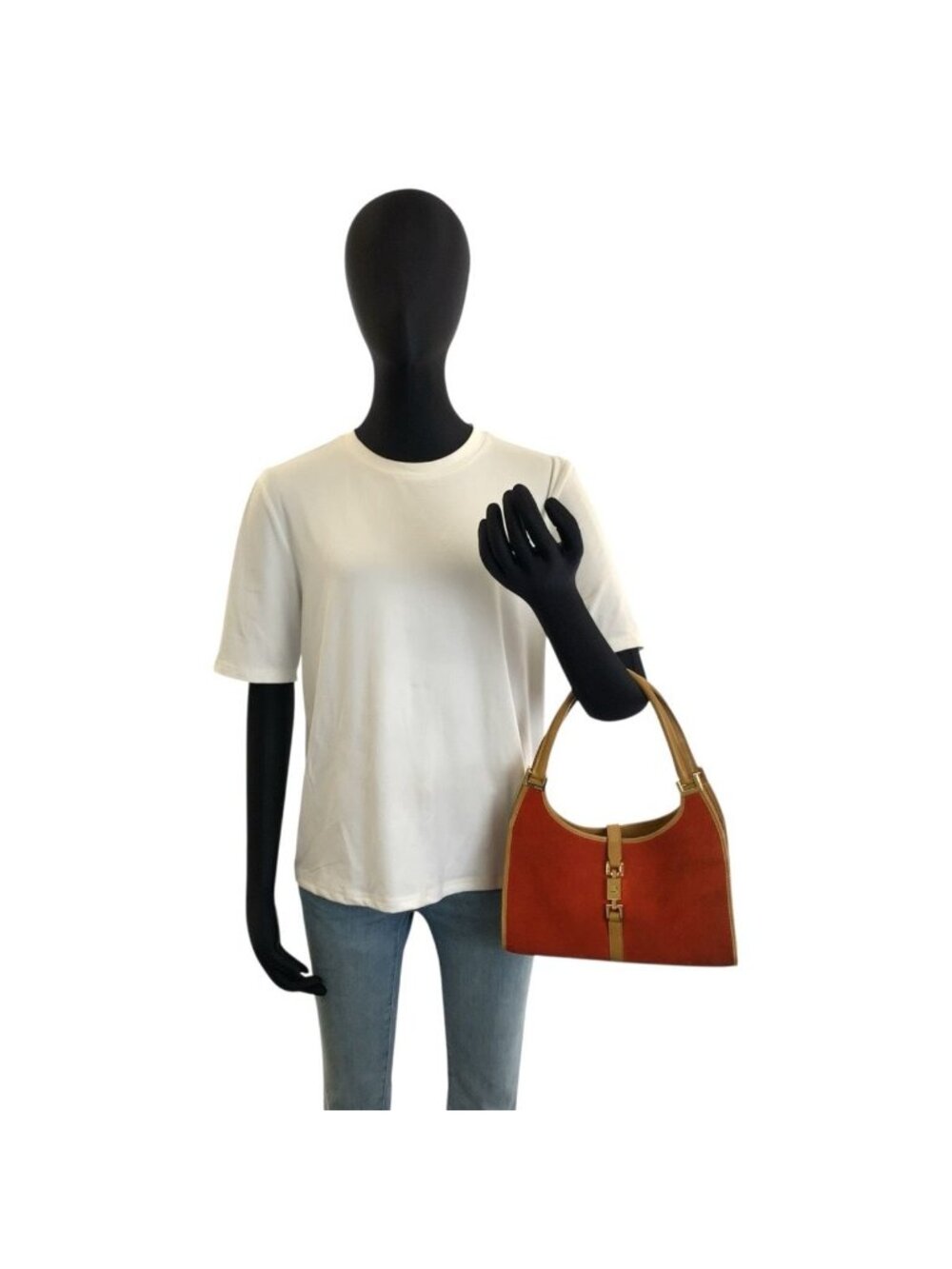 Gucci Jackie Orange Gold Suede Leather Tote Bag - Picture 7 of 9
